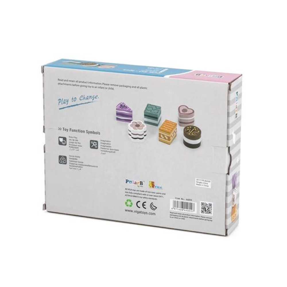 Іграшкові продукти Viga Toys PolarB Дерев'яні тістечка, 6 шт. (44055)