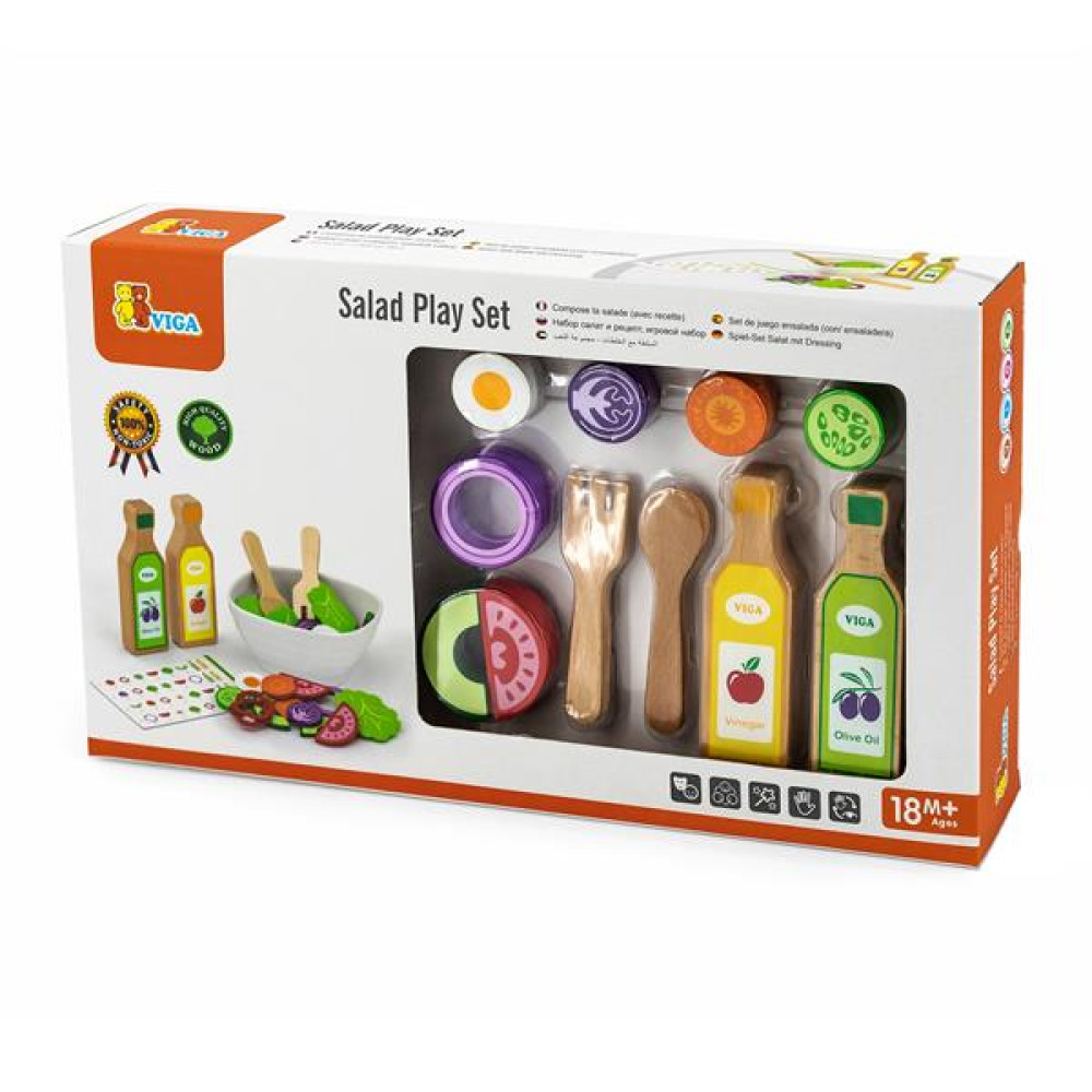 Іграшкові продукти Viga Toys Набір для салату з дерева, 36 ел. (51605)