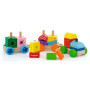 Дерев'яний поїзд-пірамідка Viga Toys Яскраві кубики (50534)