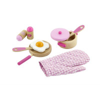 Дитячий кухонний набір Viga Toys Іграшковий посуд із дерева, рожевий (50116)